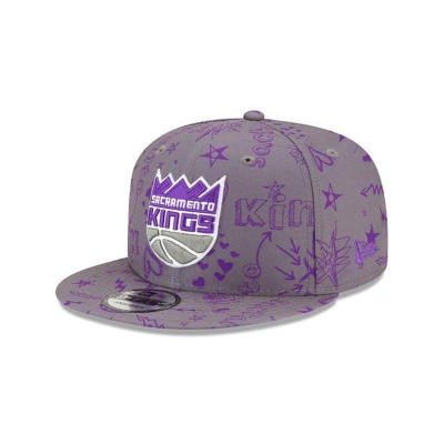 Grey Sacramento Kings Hat - New Era NBA Doodle 9FIFTY Snapback Caps USA6920437